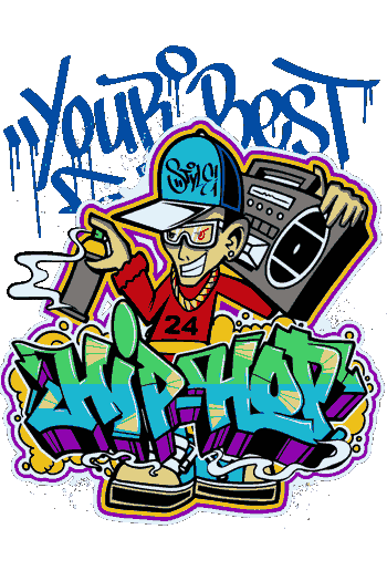 Boombox con cadena, zapatillas y actitud old school hip-hop