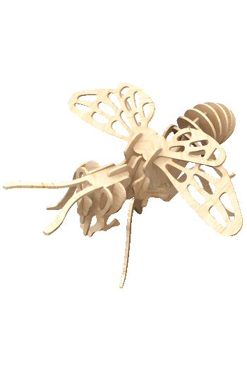 Insects Vector Collection - Corte Láser Plano de ensamble 3D de una abeja de madera contrachapada clara para corte láser de 1.5mm, 3mm y 6mm.