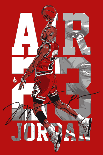 Vector ilustración Michael Jordan número 23 Chicago Bulls saltando con balón
