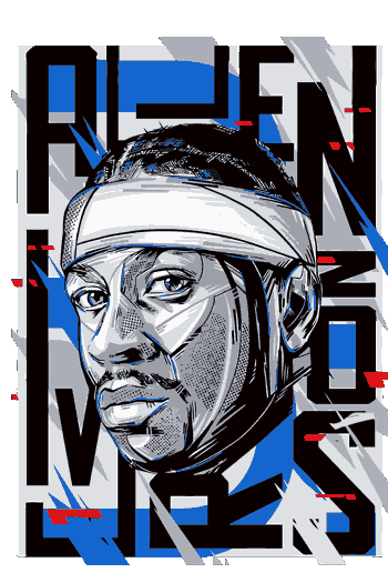 Basketball Nba Ilustración artística del rostro de Allen Iverson con banda en la cabeza