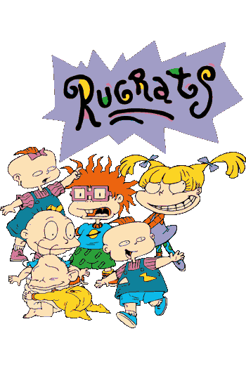 Vector del equipo completo de Rugrats (Tommy, Chuckie, Angelica, Phil, Lil, Dil) con logo original