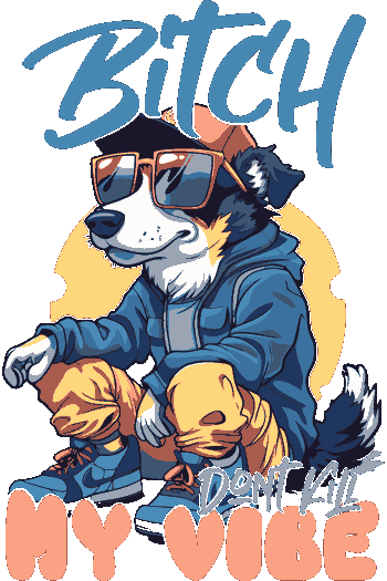 Perro border collie cool con gafas de sol, gorra, hoodie azul y pantalones cargo