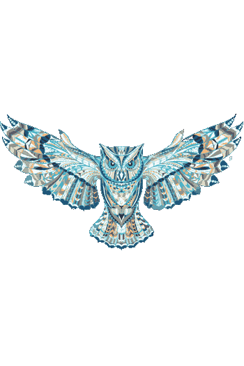 Étnico Vector de búho volando con alas extendidas, estilo tribal zentangle con texturas de plumas detalladas