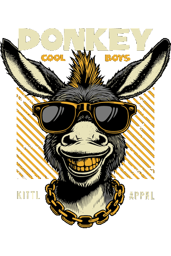 Donkey Cool Tom & Jerry Toaster Ilustración vectorial de un burro estilo urbano con gafas de sol y cadena de oro.