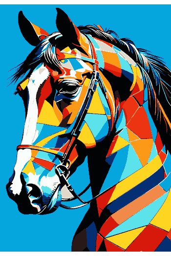 Vector caballo de perfil estilo cubismo pop art geométrico paleta azul