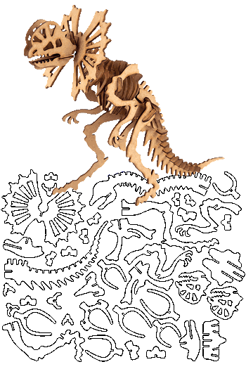 Vectores Corte Láser: Rompecabezas 3D Esqueletos Prehistóricos Rompecabezas de esqueleto de ceratopsier armado en MDF mediante plantillas de corte láser.