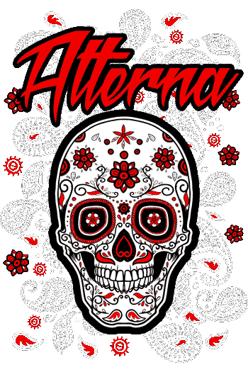 Calavera tradicional mexicana decorada con flores rojas