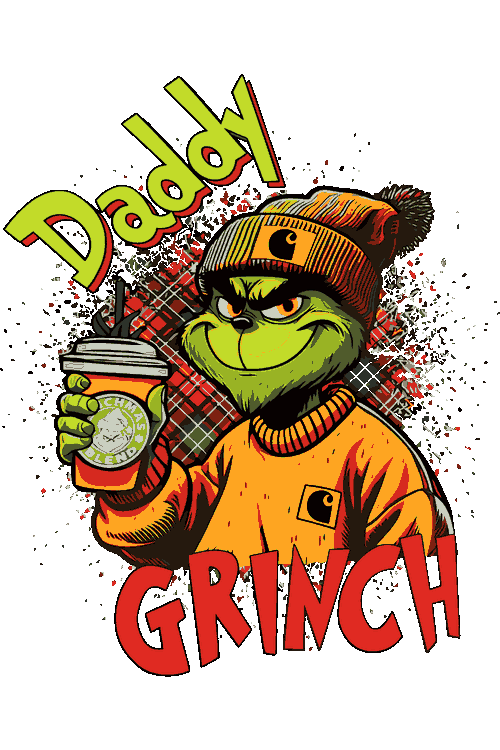 Pop Culture Just Do Grinch Garfield Optimistic Diseño vectorial parodia del Grinch estilo urbano con café de invierno y gorro Carhartt.