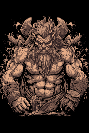 Guerrero vikingo ultra musculoso, barba larga y hachas listas para la batalla