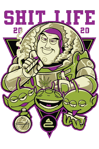 Parodia adulta de Buzz Lightyear fumando con los Aliens de Toy Story