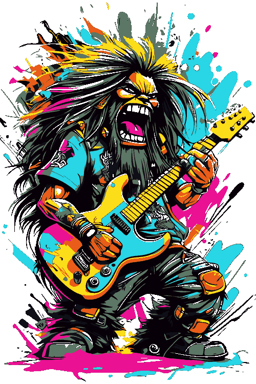 Parodias Pop Pato Lucas Guitarrista Loco, Mario guitarrista-rockero-loco-graffiti-rock