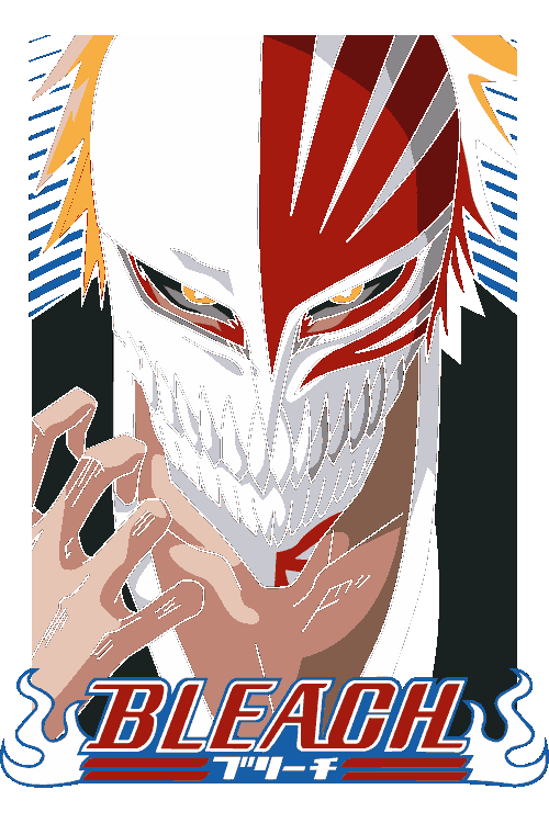 Ilustración vectorial de Ichigo Kurosaki con máscara Hollow de Bleach.
