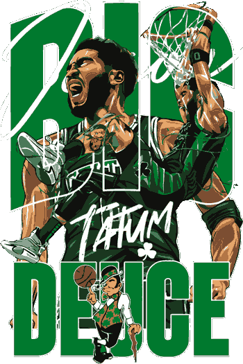 Vector Jayson Tatum Boston Celtics dunkeando celebrando uniforme verde