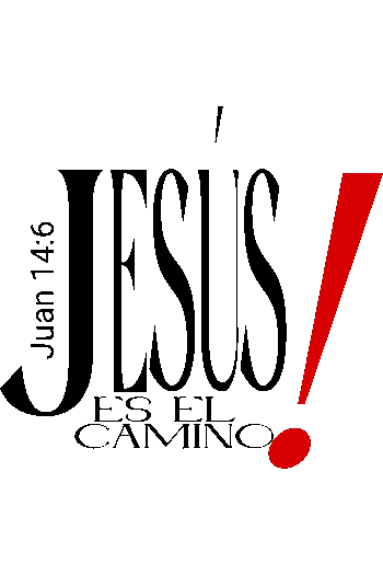 Arte tipográfico vectorial en negro y rojo con la frase Jesús es el Camino y la cita Juan 14:6.