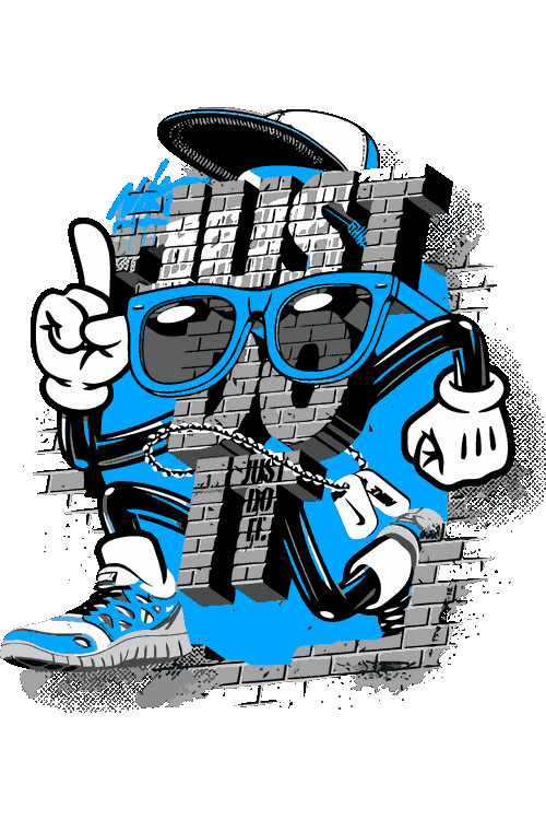 Pop Culture Just Do Grinch Garfield Optimistic Ilustración vectorial urbana de personaje con gafas de sol atravesando pared de ladrillos Just Do It.
