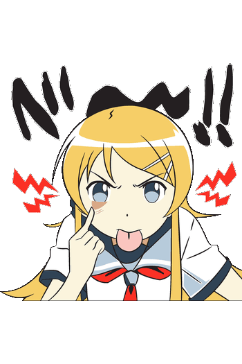 Anime Expressive: Misaki Mei, Kirino & Sasha Blouse Gráfico vectorial del personaje Kirino Kosaka haciendo una mueca cómica sacando la lengua con símbolos de enojo.