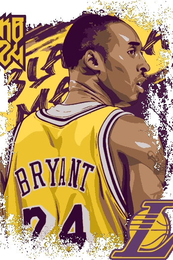 Vector Kobe Bryant número 24 uniforme amarillo Los Angeles Lakers