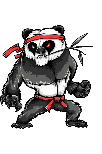 Killer Kong T-Rex Panda guerrero con bandana roja