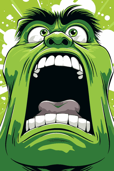 Vector de monstruo verde furioso y gritando