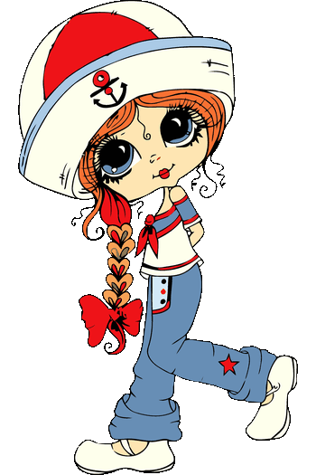 Aventures & Outlaws Ilustración de una niña marinera de ojos grandes con trenza pelirroja y gorro con un ancla sobre fondo blanco.