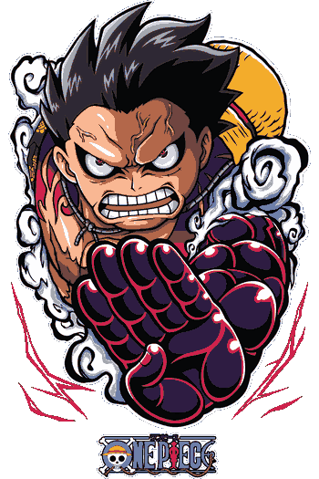 Anime & Tokusatsu Heroes Vector Luffy Gear 4 Boundman One Piece primer plano puño morado gigante expresión furia