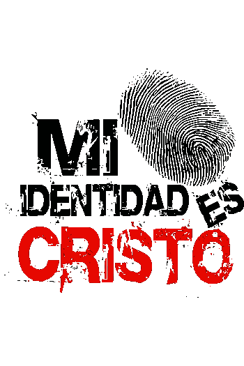 Diseño vectorial urbano con la frase Mi Identidad es Cristo y una huella dactilar.