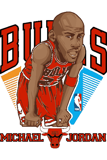 Vector retro Michael Jordan agachado uniforme rojo Chicago Bulls
