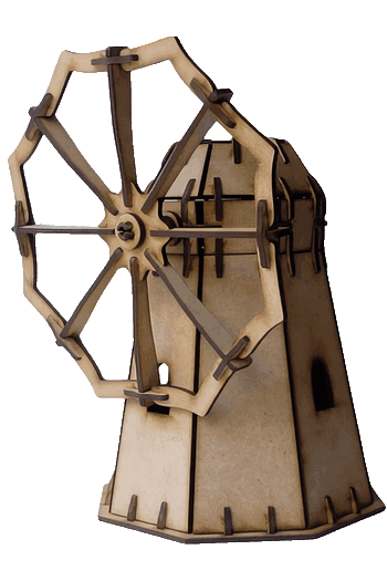 Plano vector de molino de viento de madera en 3D para armar con corte láser.
