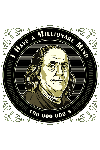 Vintage Hustle & Party Diseño de medalla vintage de Benjamin Franklin con frase Millionaire Mind para estampado.