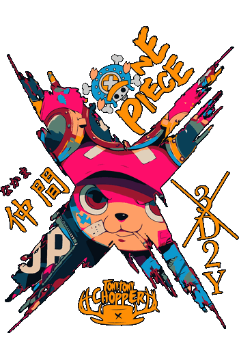 Donkey Cool Tom & Jerry Toaster Ilustración vectorial de Tony Tony Chopper de One Piece con marco en X y texto 3D2Y.