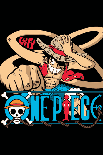 One piece Vector de Luffy de One Piece dando un puñetazo, sombrero de paja, logo ONE PIECE azul