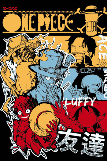 One piece Composición de personajes de One Piece con la estética del arco de Wano