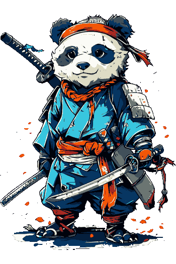 Panda guerrero en armadura tradicional japonesa