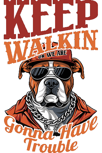 Ilustración vectorial de un perro Pitbull mafioso con gafas de sol, gorra roja y cadena dorada.