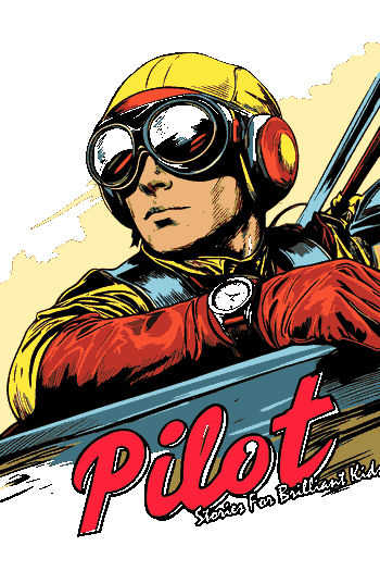 Tactical Strike Diseño vectorial de un piloto de aviación clásico con gafas de protección y casco amarillo estilo cómic