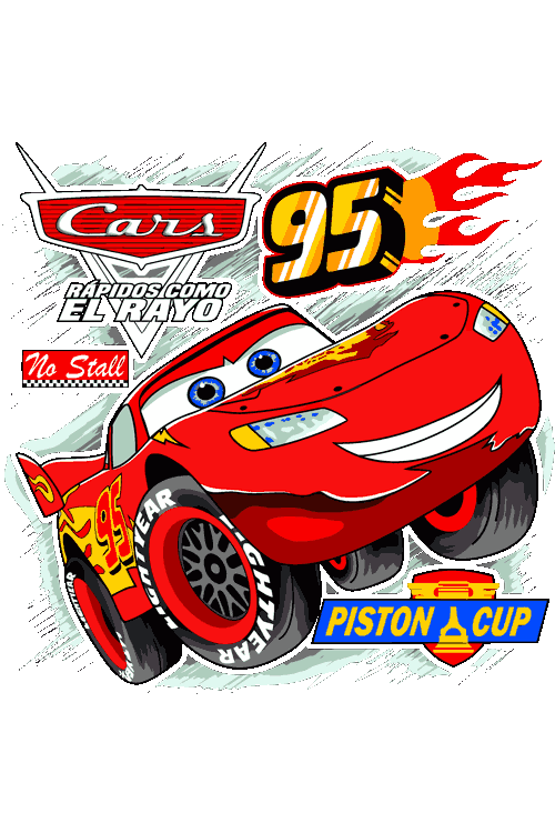 Arte vectorial del auto Rayo McQueen número 95 de Cars con efecto de velocidad.