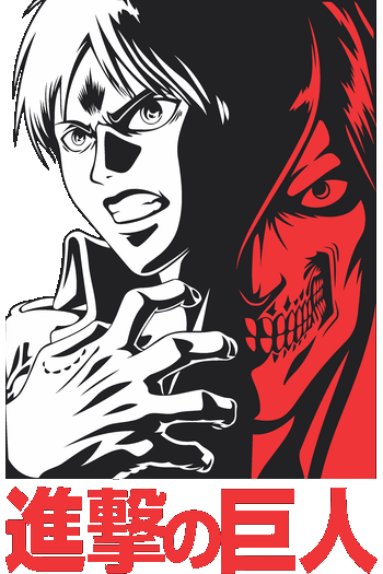 Ilustración vectorial de alto contraste de Eren Yeager transformándose en Titán.