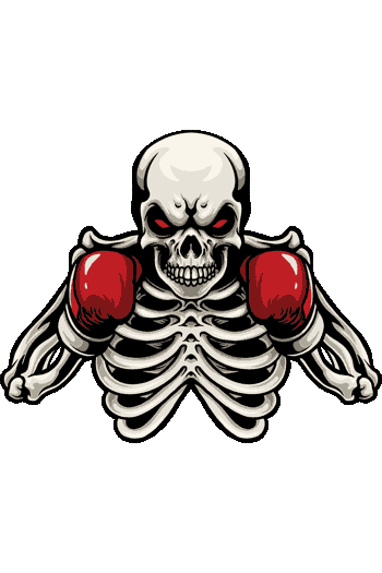 Esqueleto con guantes de boxeo