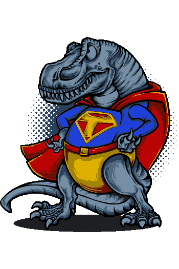Killer Kong T-Rex Un Tyrannosaurus Rex convertido en superhéroe con capa roja