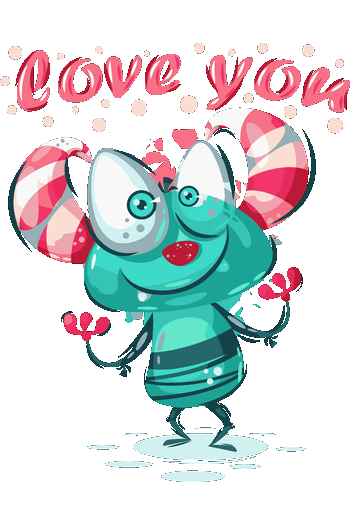 Ilustración infantil de monstruo azul turquesa con la frase Love You para ropa de bebé.