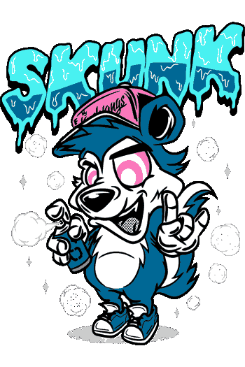 Vector de mapache/tejón con gorra rosa y azul, gafas de sol