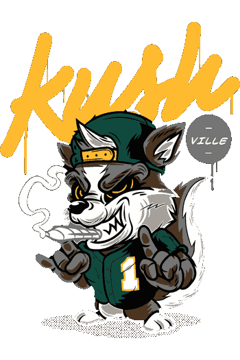 Diseño vectorial de perro callejero con gorra verde, gafas y camiseta