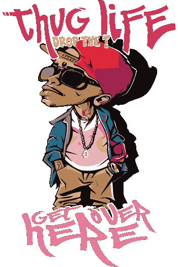 Diseño vectorial de personaje, gorra y cadena, actitud thug life pero de descanso