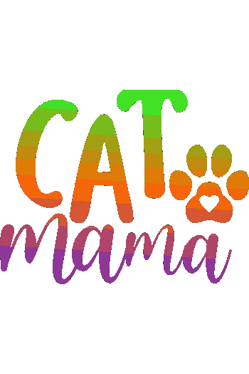 Texto “CAT MAMA” en degradado verde-naranja