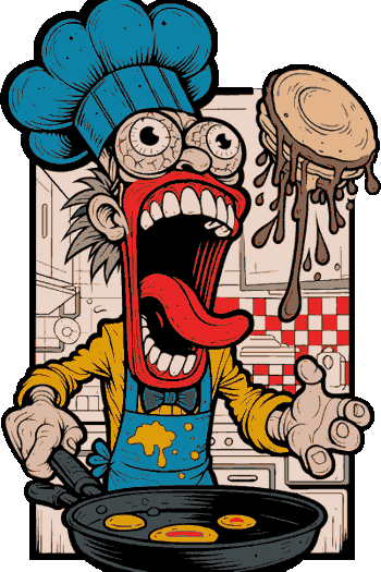 Vector de chef desquiciado con lengua fuera