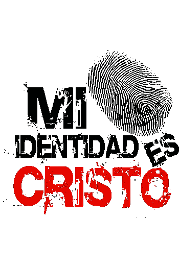 Diseño vectorial urbano con la frase Mi Identidad es Cristo y una huella dactilar.