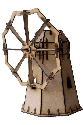 Plano vector de molino de viento de madera en 3D para armar con corte láser.