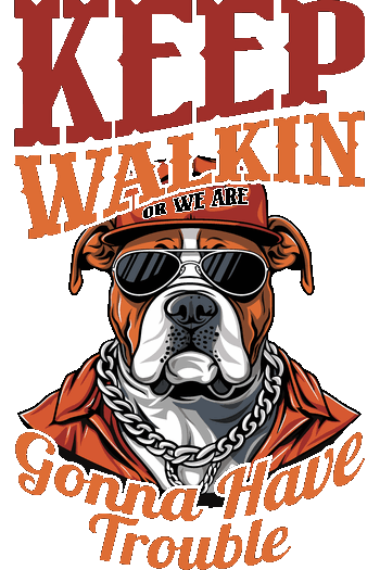 Ilustración vectorial de un perro Pitbull mafioso con gafas de sol, gorra roja y cadena dorada.