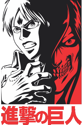 Ilustración vectorial de alto contraste de Eren Yeager transformándose en Titán.