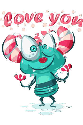 Ilustración infantil de monstruo azul turquesa con la frase Love You para ropa de bebé.